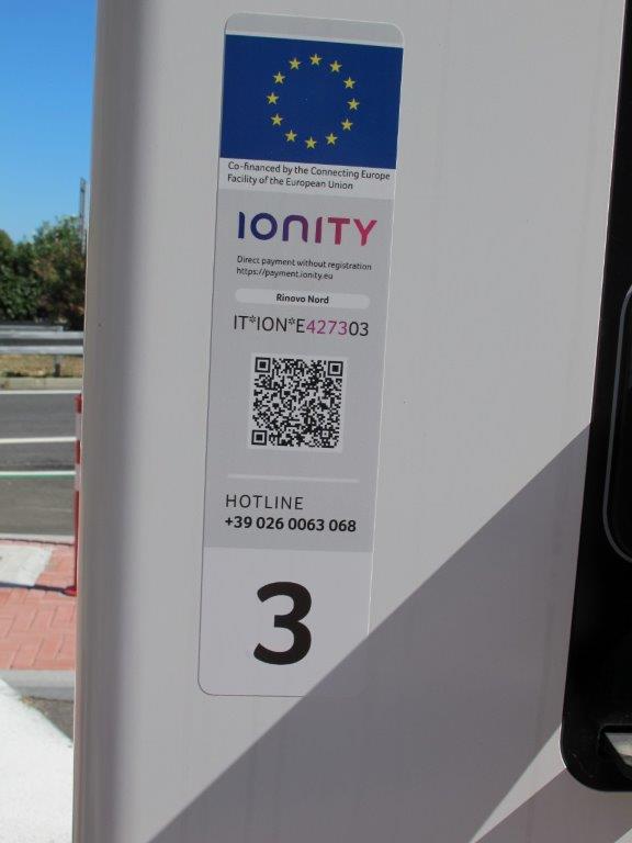 Ionity-Ladestation Rinovo-Nord, Ligurien/Italien (Datum: 5.9.2020)